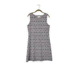 Jude Connally Beth Dress Brown White Pink Geometric Sleeveless Womens Size Large